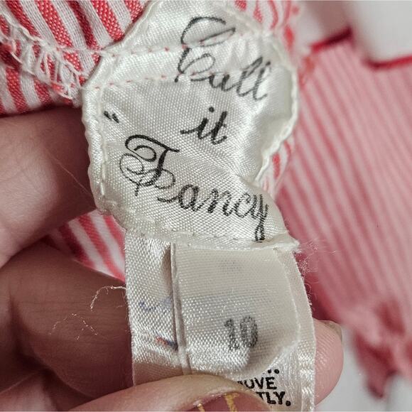 VTG "Call It Fancy" Red & White Stripe Ruffled Square Dance Dress, sz 10 - Picture 6 of 8